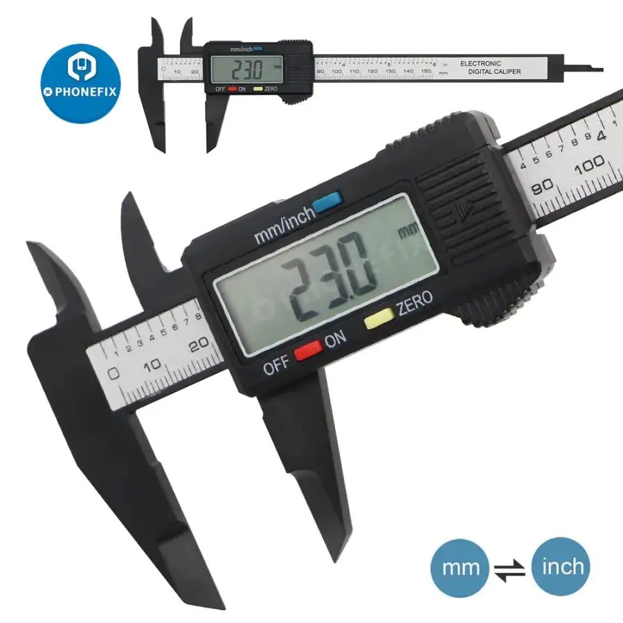 150mm Electronic Digital Caliper Carbon Fiber Dial Vernier Caliper Gauge