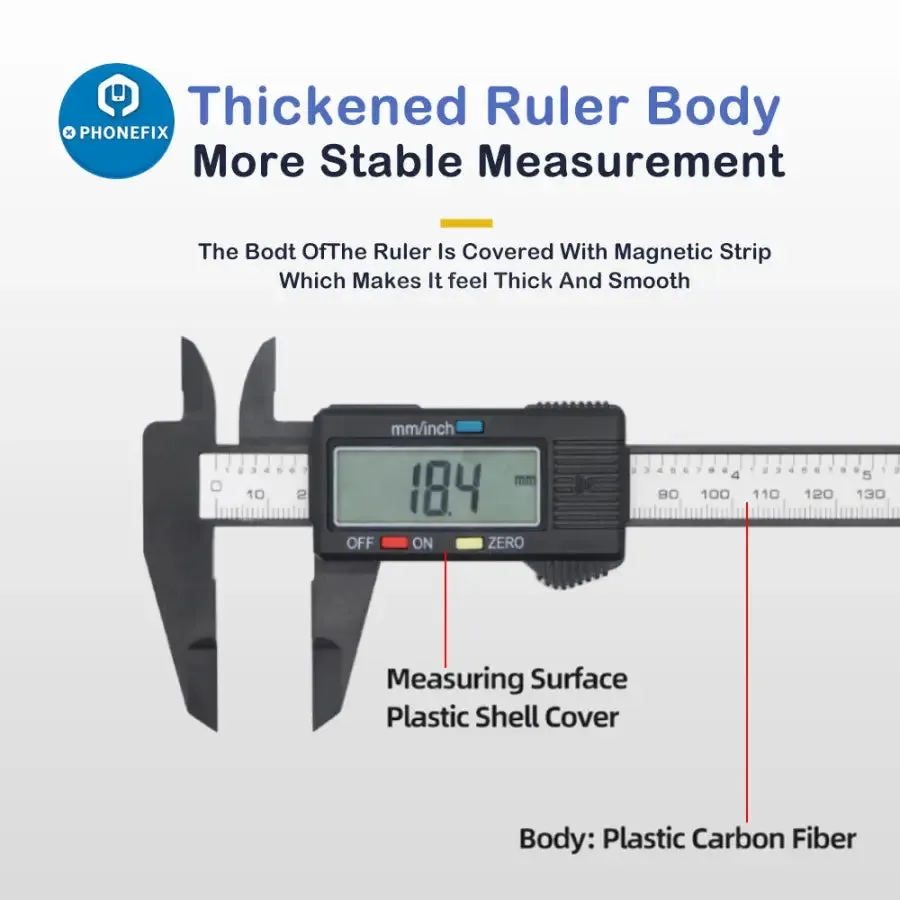 150mm Electronic Digital Caliper Carbon Fiber Dial Vernier Caliper Gauge