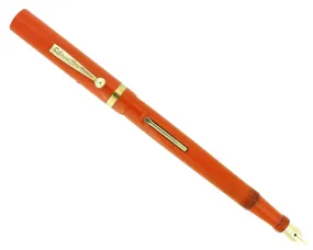 1920S EDISON PEN CO ORANGE HARD RUBBER FOUNTAIN PEN M-BB 14K NIB RESTORED