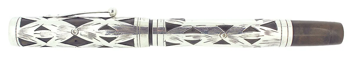 1920S WATERMAN 452 STERLING BASKETWEAVE OVERLAY FOUNTAIN PEN XF-BB NIB RESTORED