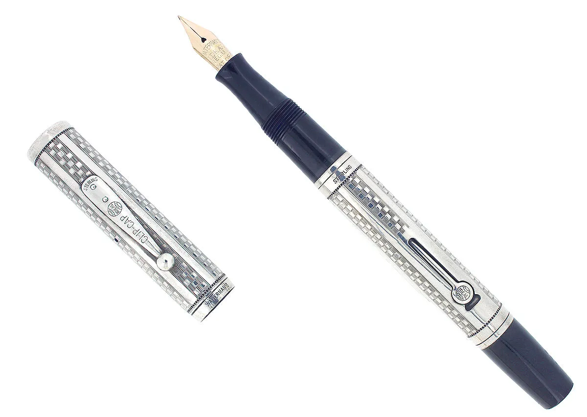 1920S WATERMAN 452 STERLING GOTHIC OVERLAY FOUNTAIN PEN F-BBB FLEX NIB RESTORED