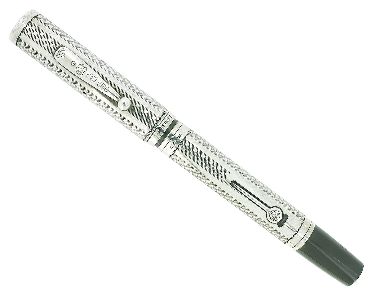 1920S WATERMAN 452 STERLING GOTHIC OVERLAY FOUNTAIN PEN F-BBB FLEX NIB RESTORED