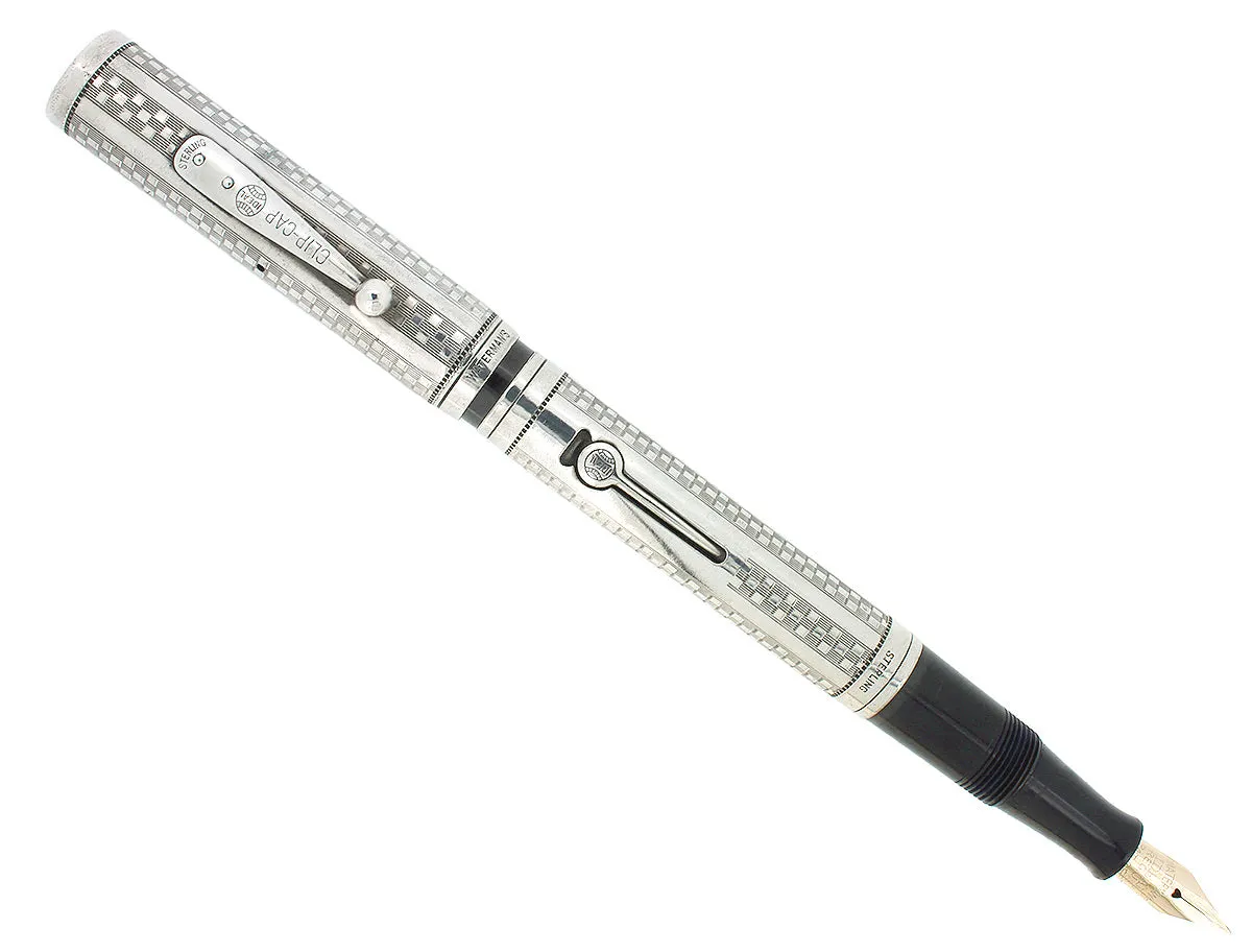 1920S WATERMAN 452 STERLING GOTHIC OVERLAY FOUNTAIN PEN F-BBB FLEX NIB RESTORED