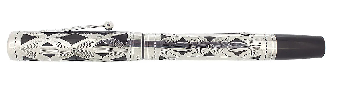 1920S WATERMAN 452 STERLING OVERLAY FOUNTAIN PEN F-BBB  2.48MM FLEX NIB RESTORED