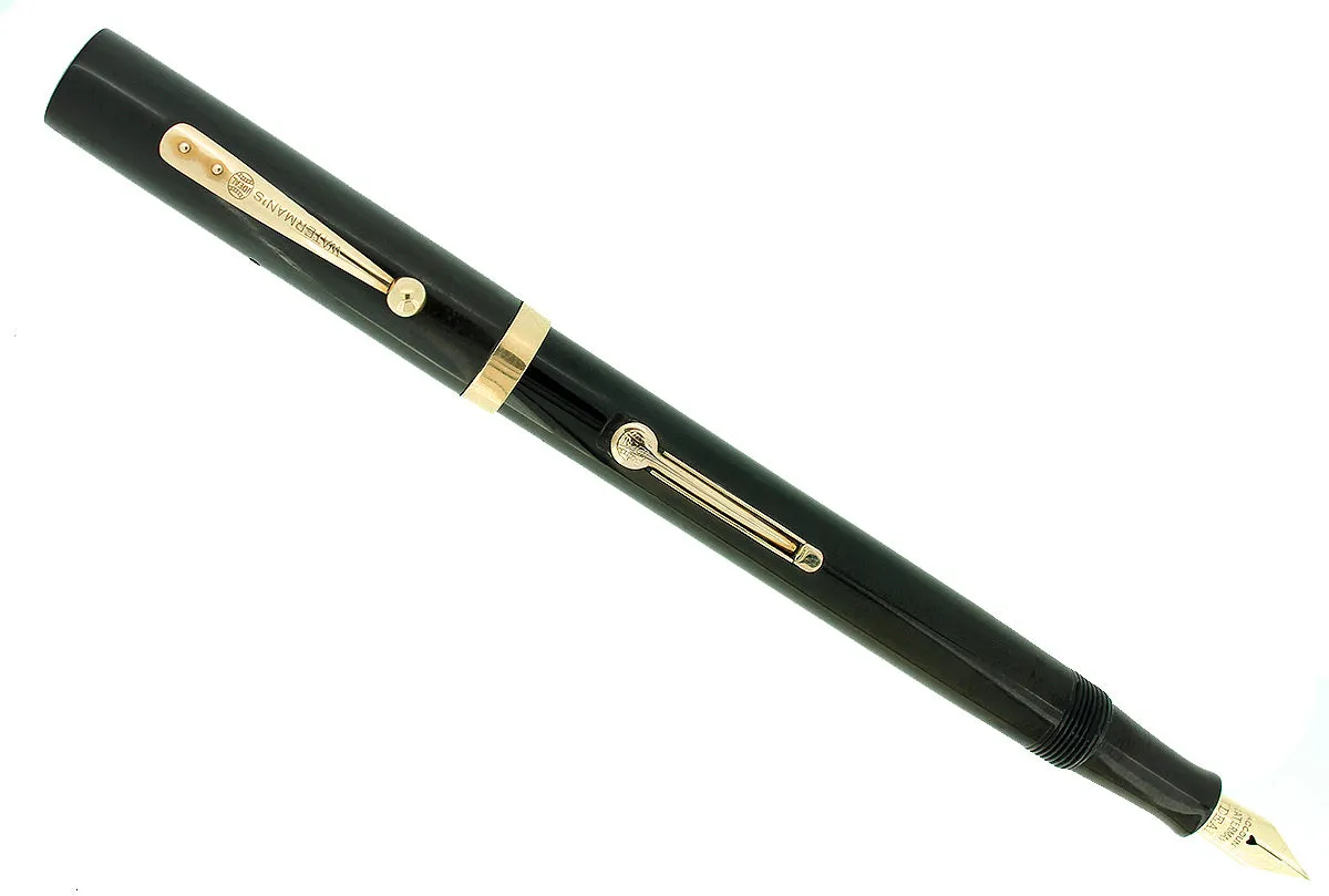 1920S WATERMAN #52 BLACK SMOOTH HARD RUBBER FOUNTAIN PEN RESTORED