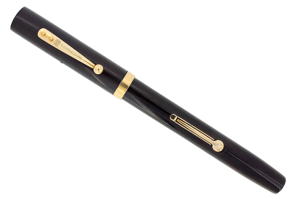 1920S WATERMAN #52 BLACK SMOOTH HARD RUBBER FOUNTAIN PEN RESTORED