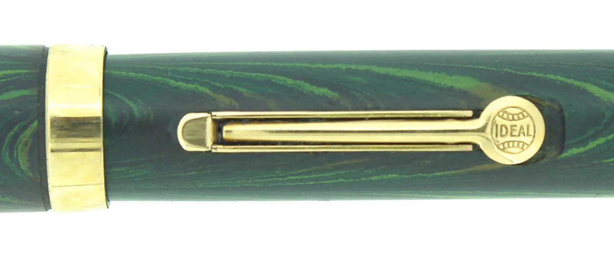 1920S WATERMAN 52V BLUE-GREEN RIPPLE F-BBB 2.16MM FLEX NIB FOUNTAIN PEN RESTORED