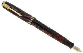 1937 PARKER BURGUNDY PEARL DOUBLE JEWEL VACUMATIC STANDARD SIZE FOUNTAIN PEN IN RESTORED CONDITION