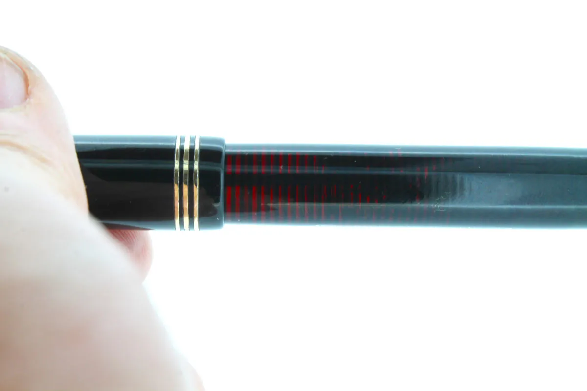 1937 PARKER DOUBLE JEWEL VACUMATIC JET BLACK FOUNTAIN PEN WITH 2-TONE NIB IN RESTORED CONDITION