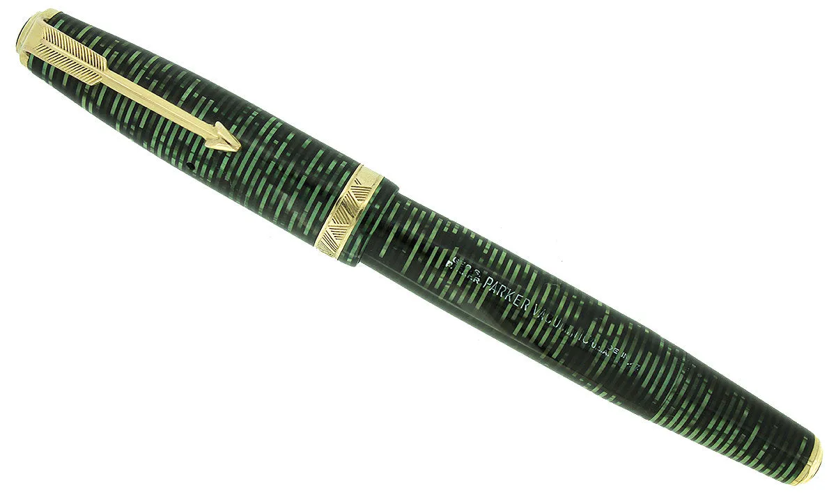 1937 PARKER EMERALD PEARL DOUBLE JEWEL VACUMATIC FOUNTAIN RESTORED EARLY STYLE