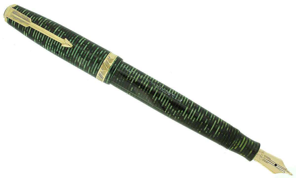 1937 PARKER EMERALD PEARL DOUBLE JEWEL VACUMATIC FOUNTAIN RESTORED EARLY STYLE