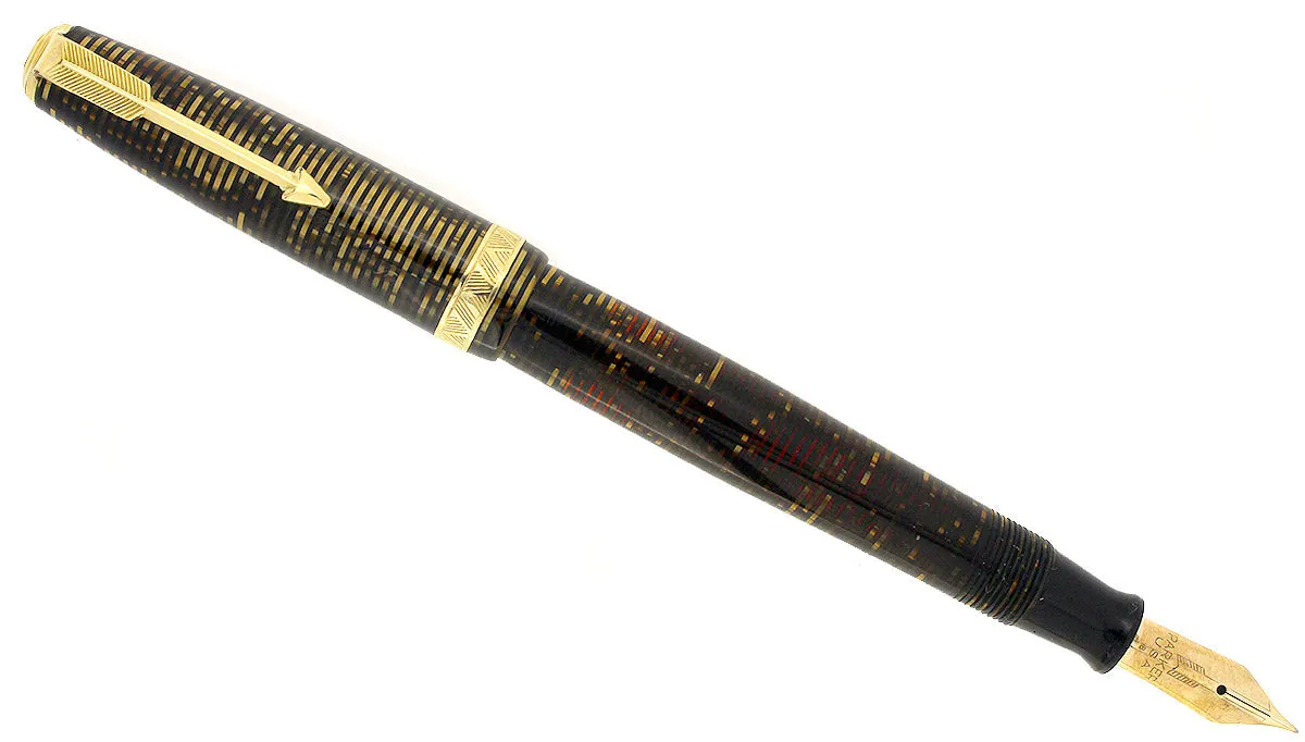 1937 PARKER GOLDEN PEARL DOUBLE JEWEL VACUMATIC FOUNTAIN RESTORED EARLY STYLE