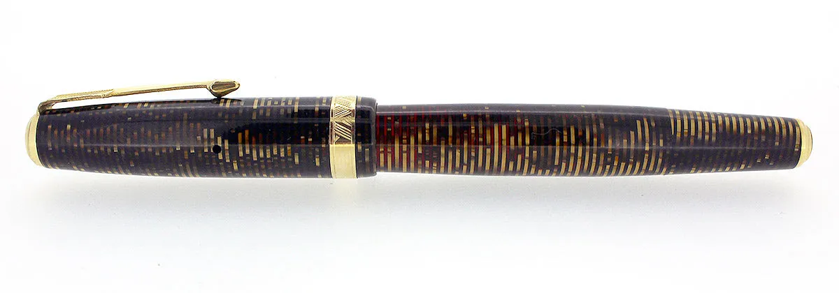 1937 PARKER GOLDEN PEARL DOUBLE JEWEL VACUMATIC FOUNTAIN RESTORED EARLY STYLE