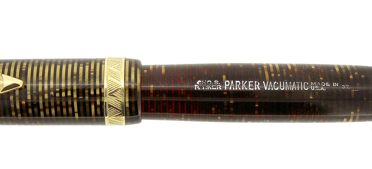 1937 PARKER GOLDEN PEARL DOUBLE JEWEL VACUMATIC FOUNTAIN RESTORED EARLY STYLE