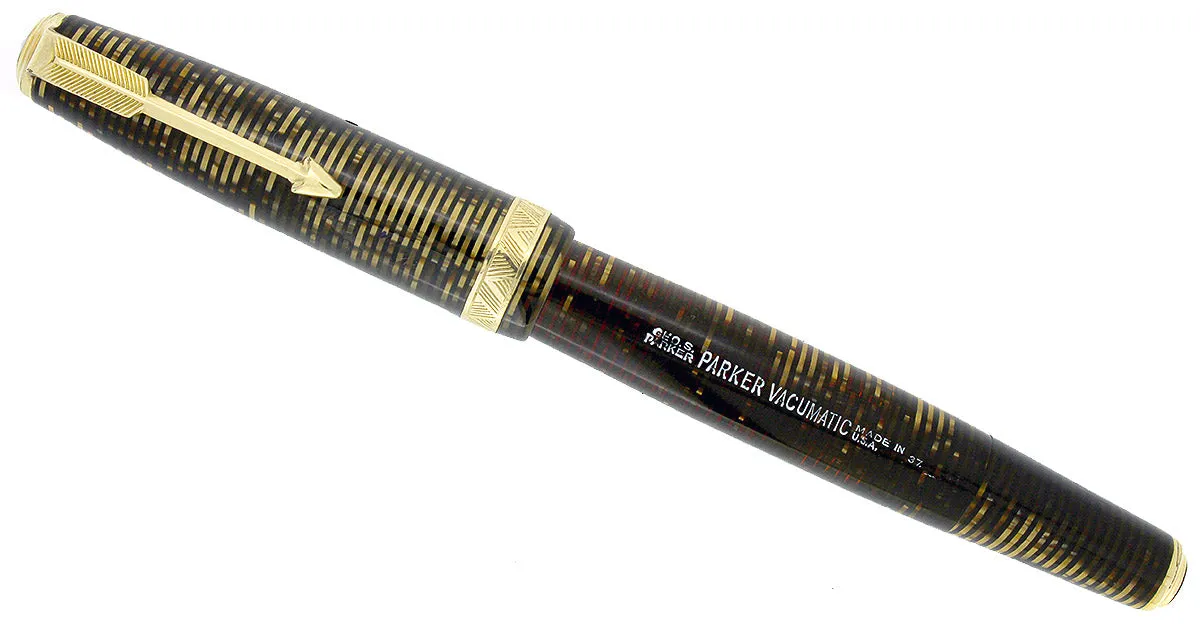 1937 PARKER GOLDEN PEARL DOUBLE JEWEL VACUMATIC FOUNTAIN RESTORED EARLY STYLE