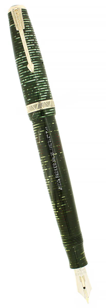 1937 PARKER VACUMATIC EMERALD PEARL MAJOR DOUBLE JEWEL STAR CLIP FOUNTAIN PEN RESTORED