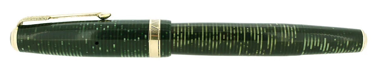 1937 PARKER VACUMATIC EMERALD PEARL MAJOR DOUBLE JEWEL STAR CLIP FOUNTAIN PEN RESTORED