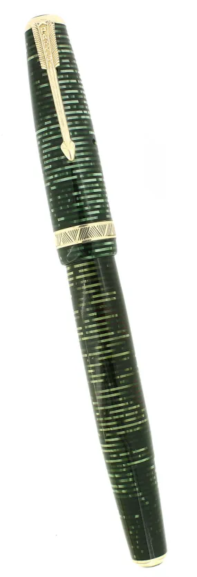 1937 PARKER VACUMATIC EMERALD PEARL MAJOR DOUBLE JEWEL STAR CLIP FOUNTAIN PEN RESTORED