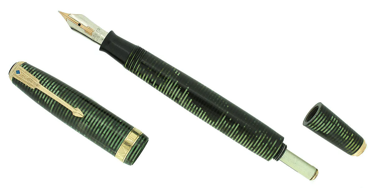 1939 PARKER EMERALD PEARL VACUMATIC DOUBLE JEWEL LONG MAJOR FOUNTAIN PEN RESTORED