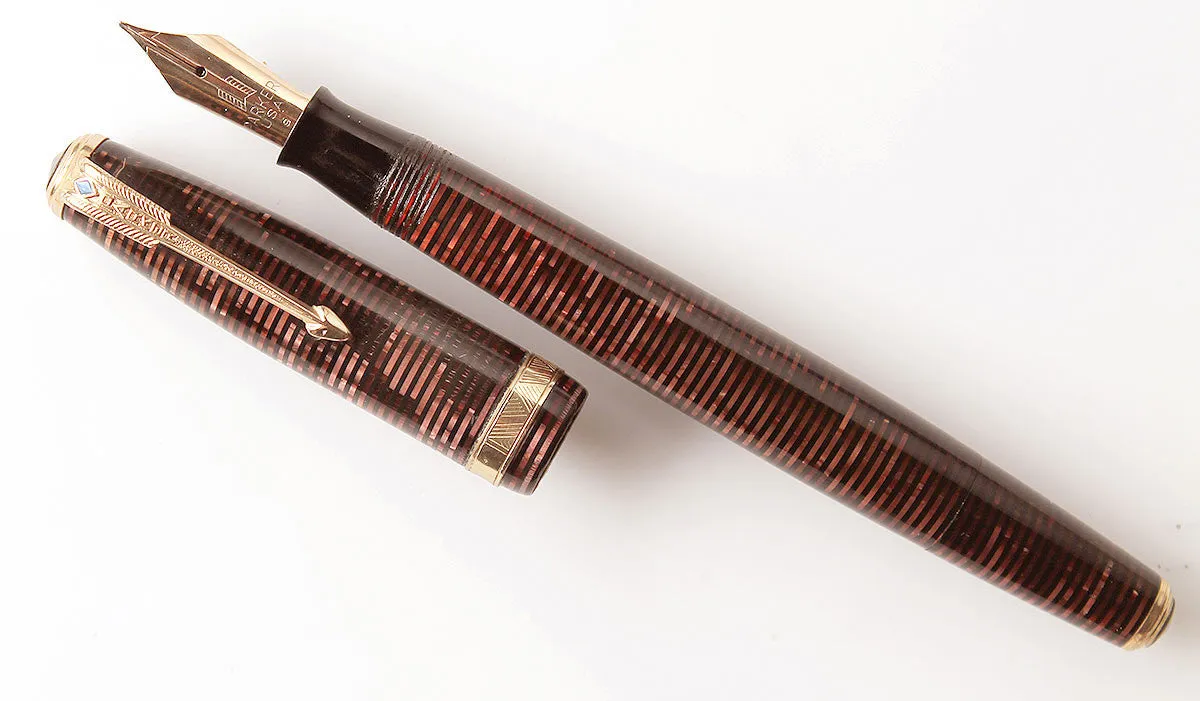 1939 Parker Vacumatic Double Jewel Burgundy Pearl Celluloid Fountain Pen