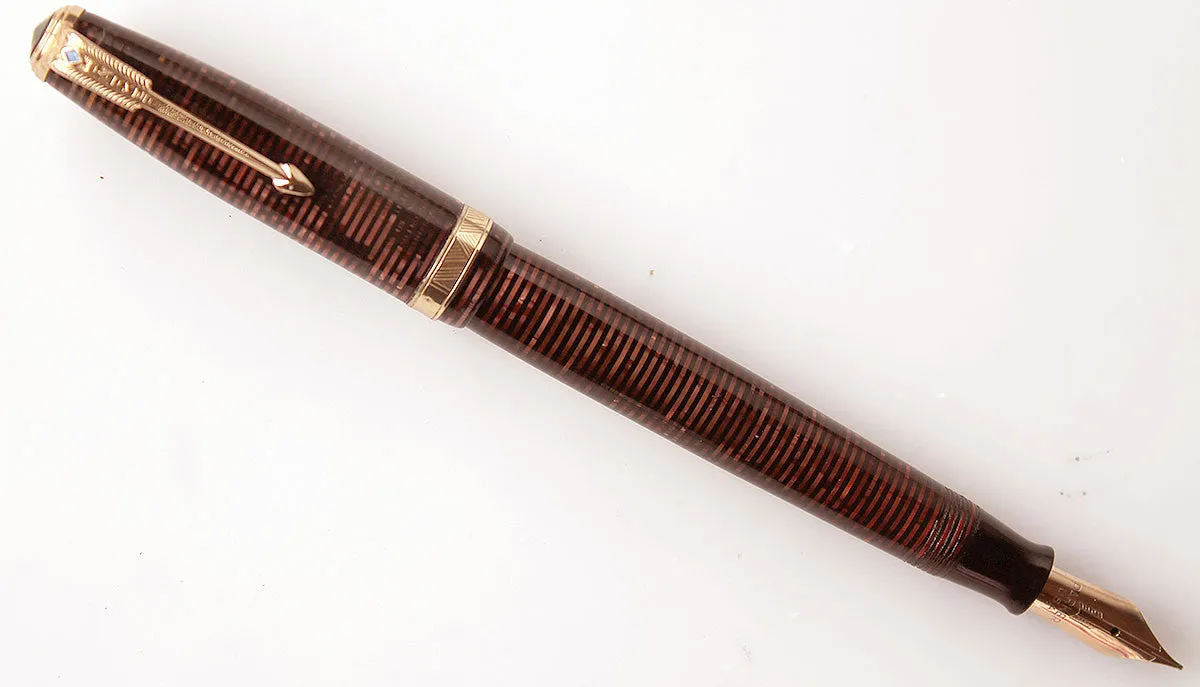 1939 Parker Vacumatic Double Jewel Burgundy Pearl Celluloid Fountain Pen