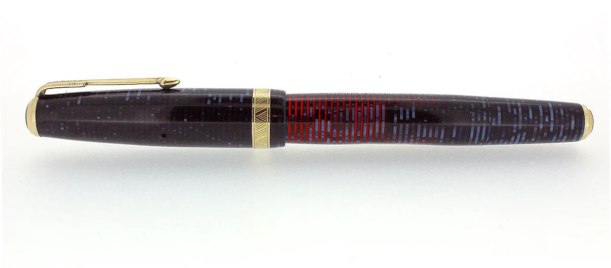 1940 PARKER AZURE BLUE VACUMATIC DOUBLE JEWEL FOUNTAIN PEN MAJOR SIZE RESTORED