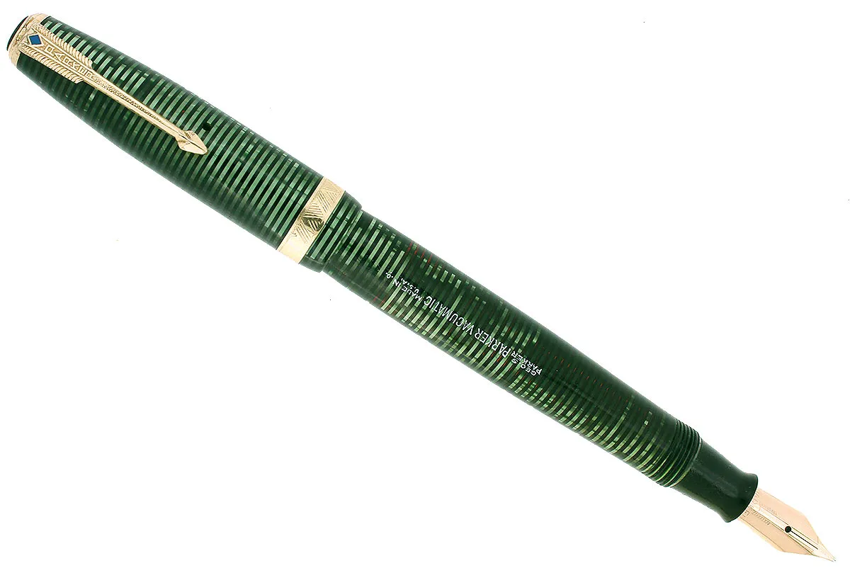 1940 PARKER VACUMATIC EMERALD PEARL DOUBLE JEWEL LONG MAJOR FOUNTAIN PEN RESTORED