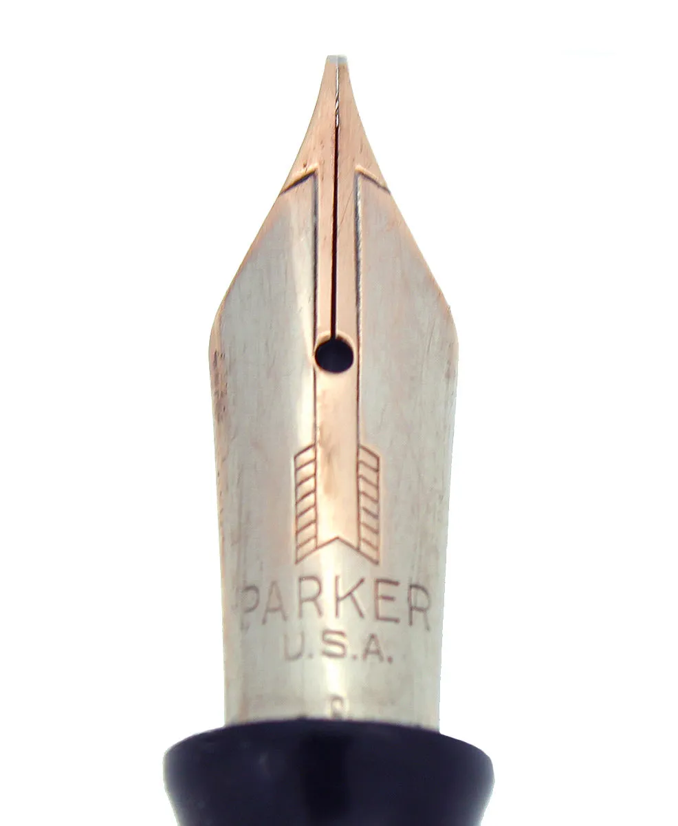 1941 PARKER VACUMATIC AZURE PEARL DOUBLE JEWEL LONG MAJOR FOUNTAIN PEN RESTORED