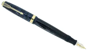 1941 PARKER VACUMATIC DOUBLE JEWEL AZURE PEARL FOUNTAIN PEN FLEX NIB RESTORED