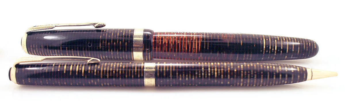 1944 PARKER GOLDEN PEARL VACUMATIC FOUNTAIN PEN & PENCIL SET RESTORED