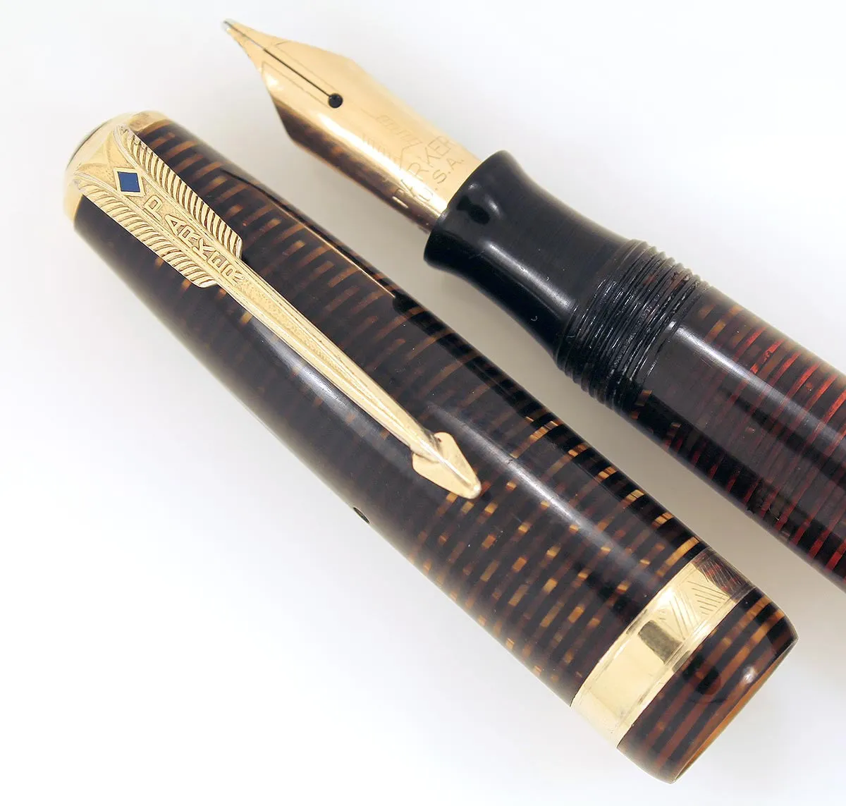 1944 PARKER GOLDEN PEARL VACUMATIC FOUNTAIN PEN & PENCIL SET RESTORED