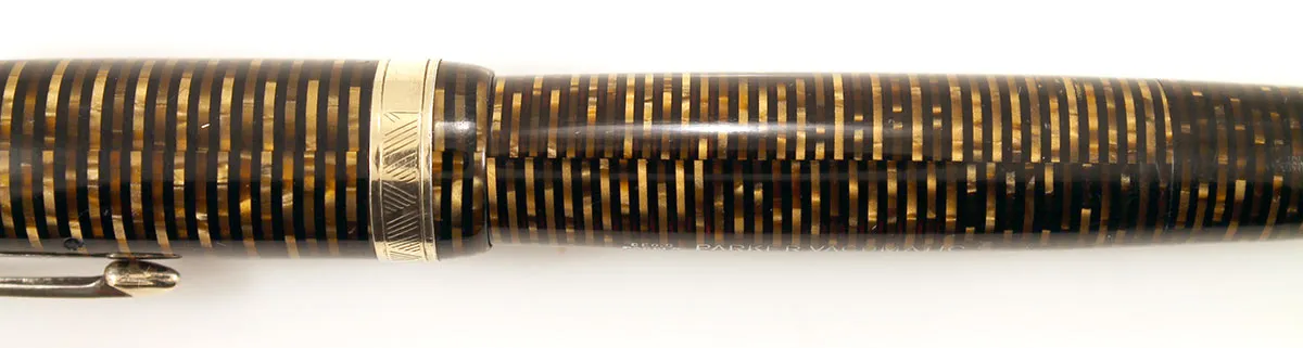 1945 PARKER GOLDEN PEARL VACUMATIC MAJOR FOUNTAIN PEN F to BB FLEX NIB WITH SEAMED CELLULOID RESTORED