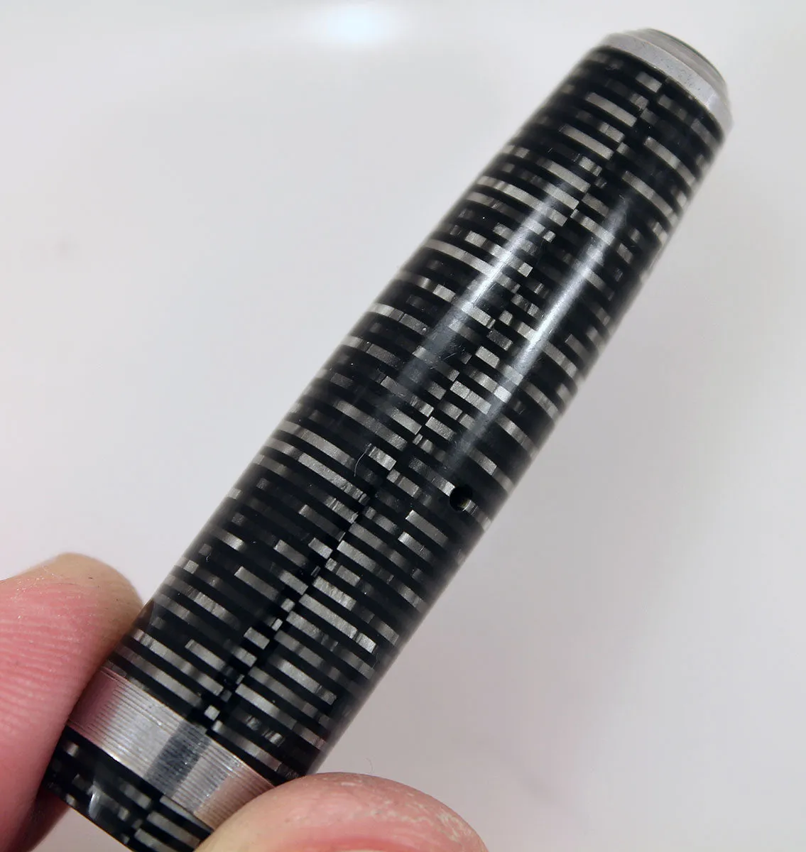 1945 PARKER SILVER PEARL VACUMATIC MAJOR FOUNTAIN PEN M to BB FLEX NIB RESTORED