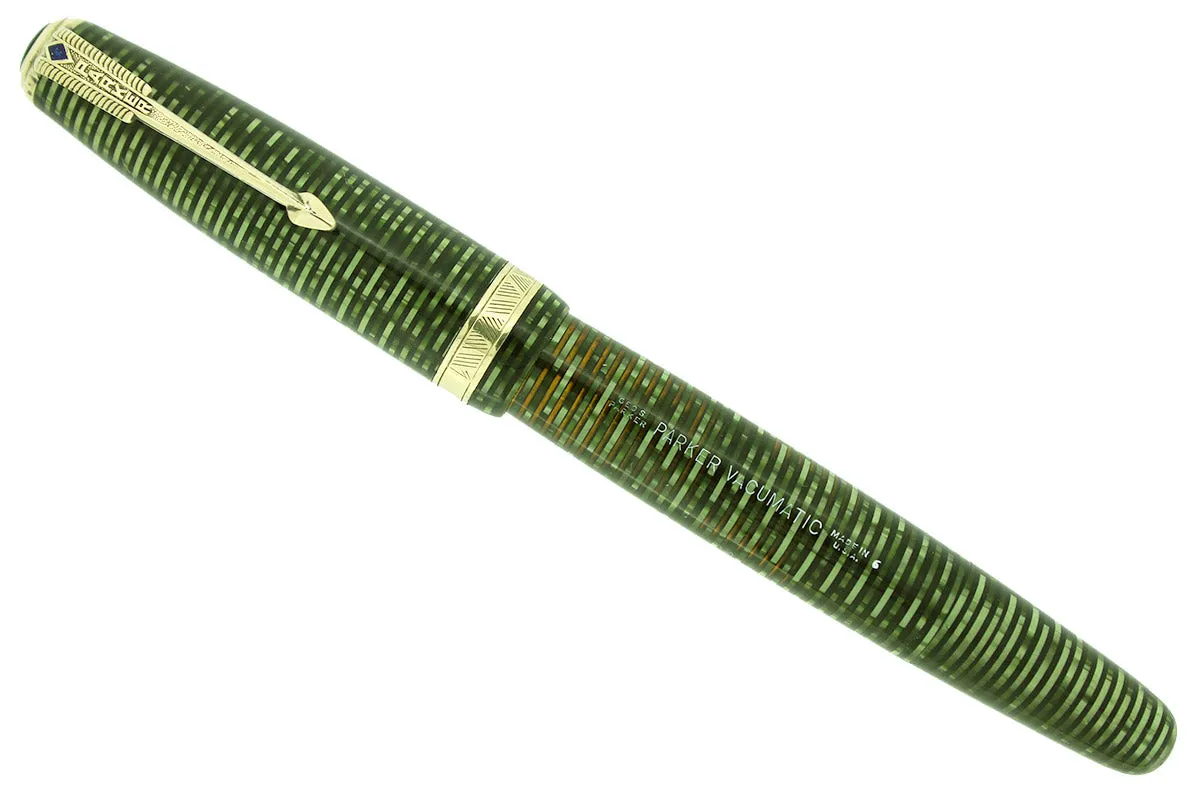 1946 PARKER EMERALD PEARL VACUMATIC MAJOR FOUNTAIN PEN F-BBB  FLEX NIB RESTORED