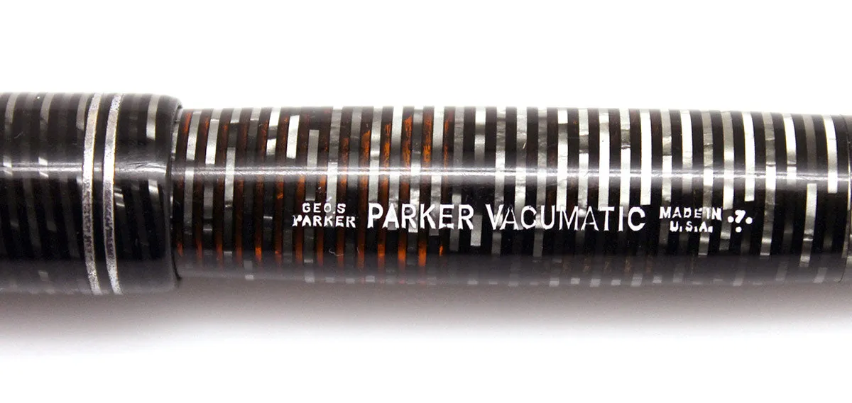 1947 PARKER SILVER PEARL VACUMATIC MAJOR FOUNTAIN PEN F to BB FLEX NIB RESTORED