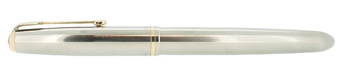 1950 PARKER 51 FLIGHTER AEROMETRIC FOUNTAIN PEN STAINLESS STEEL M NIB RESTORED