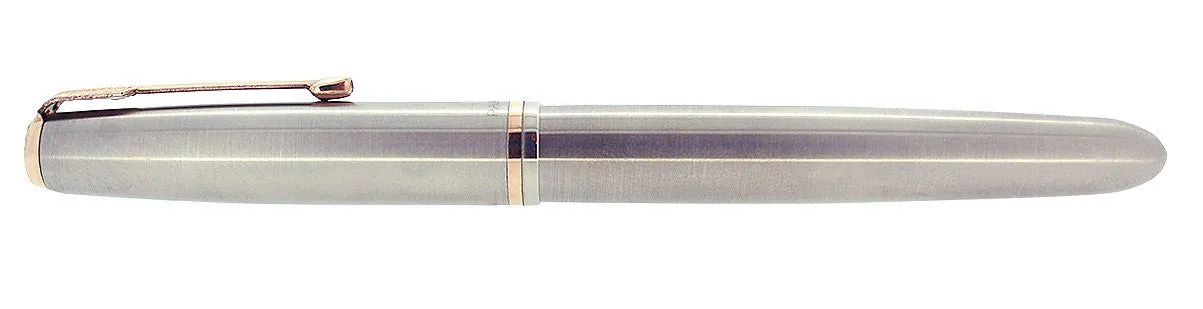 1952 PARKER 51 FLIGHTER AEROMETRIC FOUNTAIN PEN STAINLESS STEEL FINE NIB RESTORED