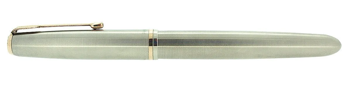 1952 PARKER 51 FLIGHTER AEROMETRIC FOUNTAIN PEN STAINLESS STEEL M NIB RESTORED