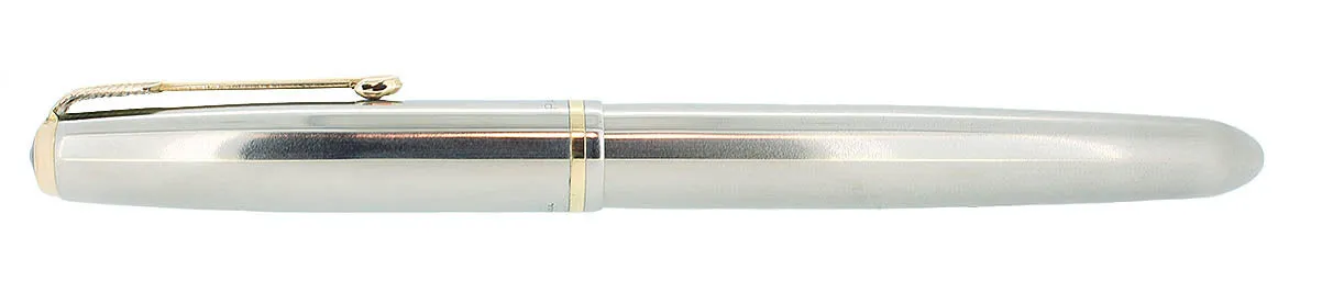 1953 PARKER 51 FLIGHTER AEROMETRIC FOUNTAIN PEN STAINLESS STEEL F NIB RESTORED