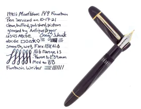 1990S GERMANY MONTBLANC MEISTERSTUCK N°149 FOUNTAIN PEN 18K M-BB FLEX NIB