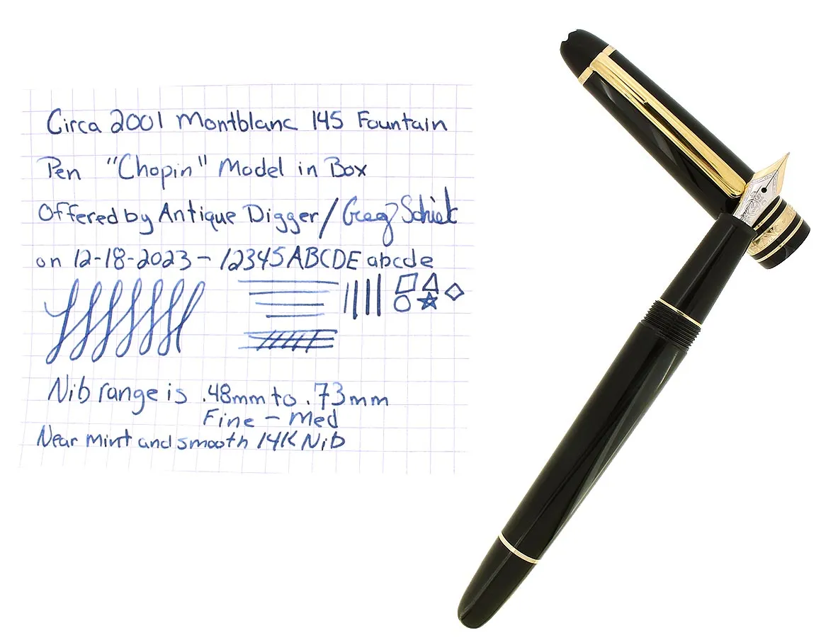 2001 MONTBLANC CHOPIN MEISTERSTUCK EXTRA FINE NIB FOUNTAIN PEN MINT