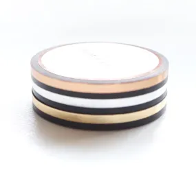 5mm set of 3 WASHI - Black Color Block   light gold/silver/rose gold foil OOPS*