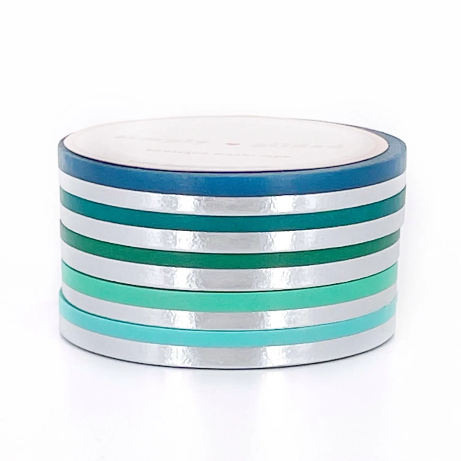 5mm set of 5 WASHI  - Calm Cove COLOR BLOCK   silver foil (Restock)