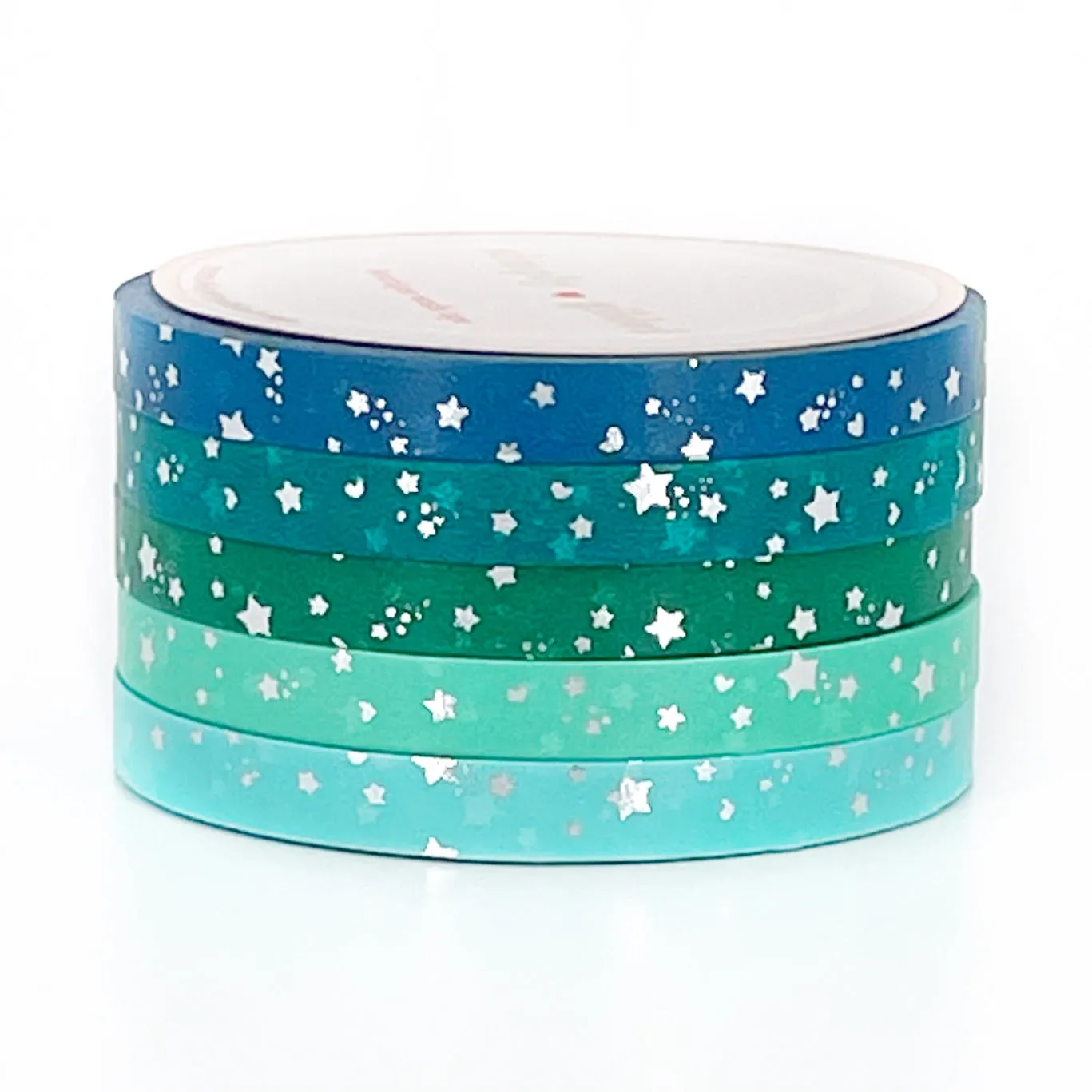 5mm set of 5 WASHI  - Calm Cove SHOOTING STARS   silver foil  (Restock)