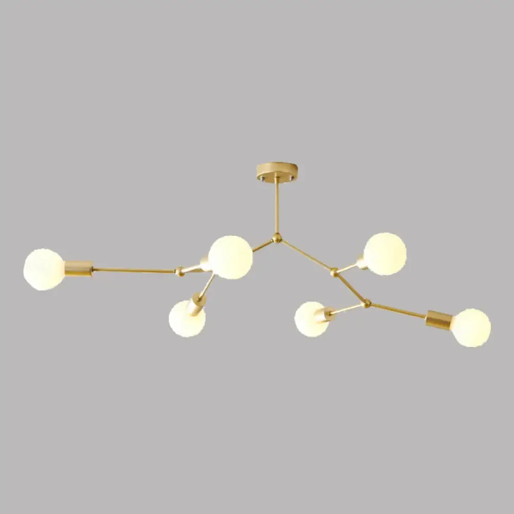 6 Light Branch Hanging Chandelier Light Modern Glass Shade Ceiling Chandelier for Living Room