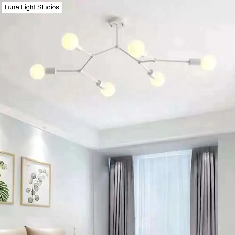 6 Light Branch Hanging Chandelier Light Modern Glass Shade Ceiling Chandelier for Living Room