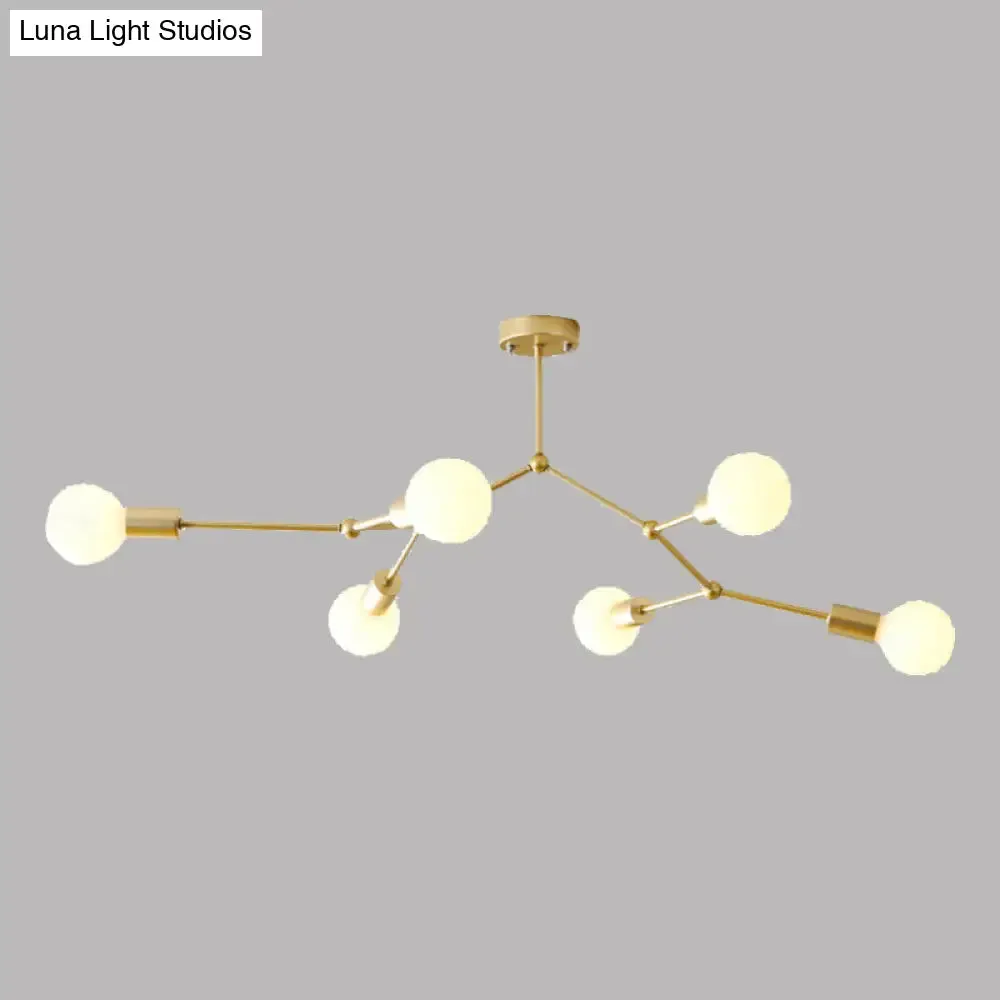 6 Light Branch Hanging Chandelier Light Modern Glass Shade Ceiling Chandelier for Living Room