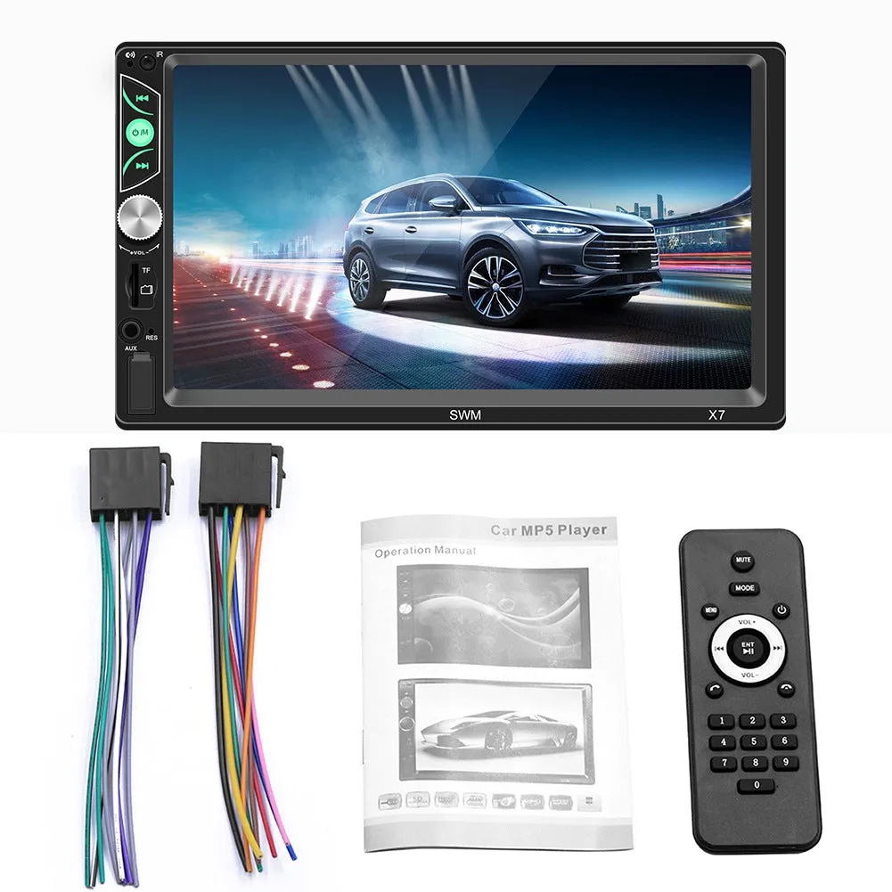 Akaddy SWM X7 -  7 inch Touch Screen Car  FM Stereo MP5 Player BT USB AUX RCA (w/camera function)