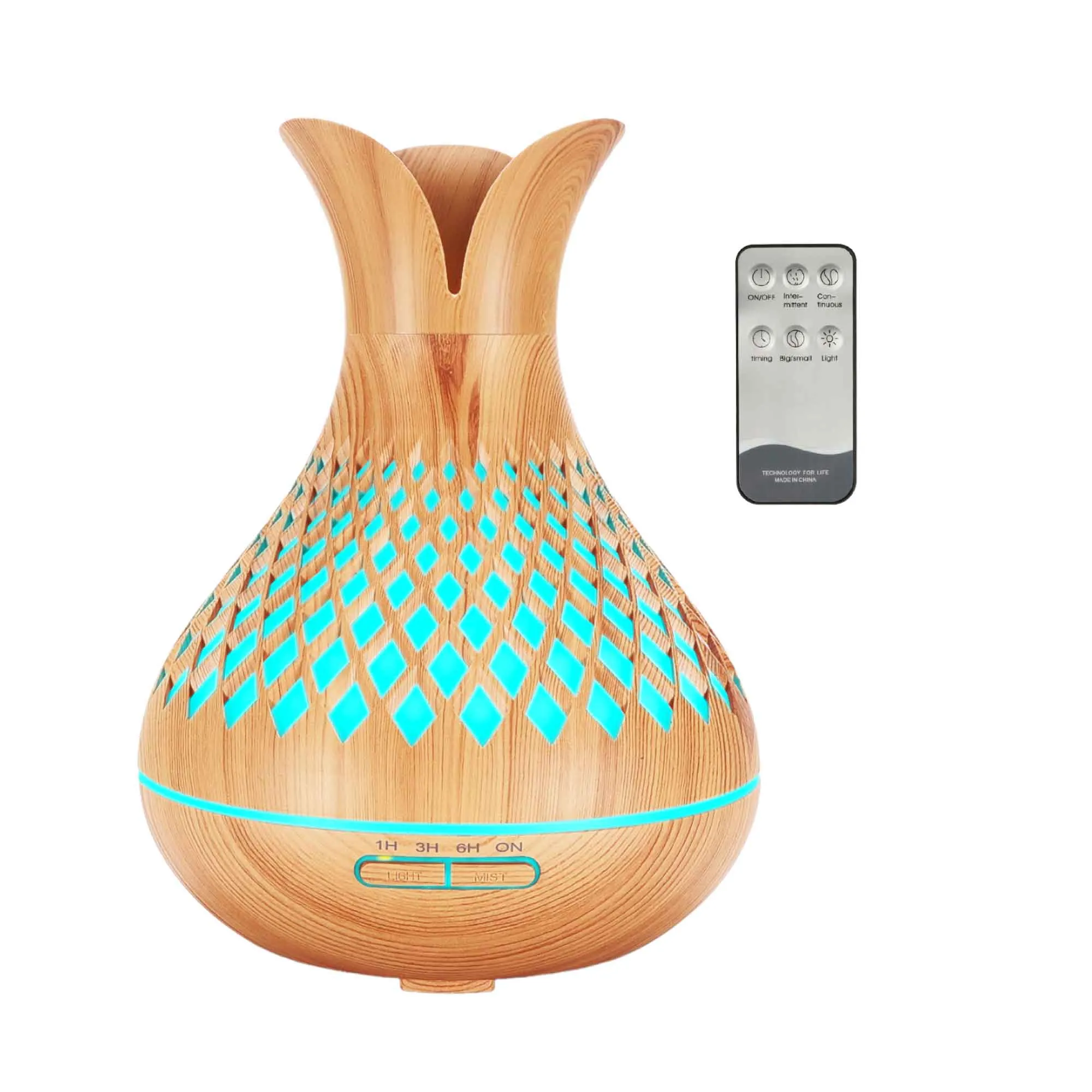 Aroma Diffuser and Remote - 500ml - Wood Mist Humidifier