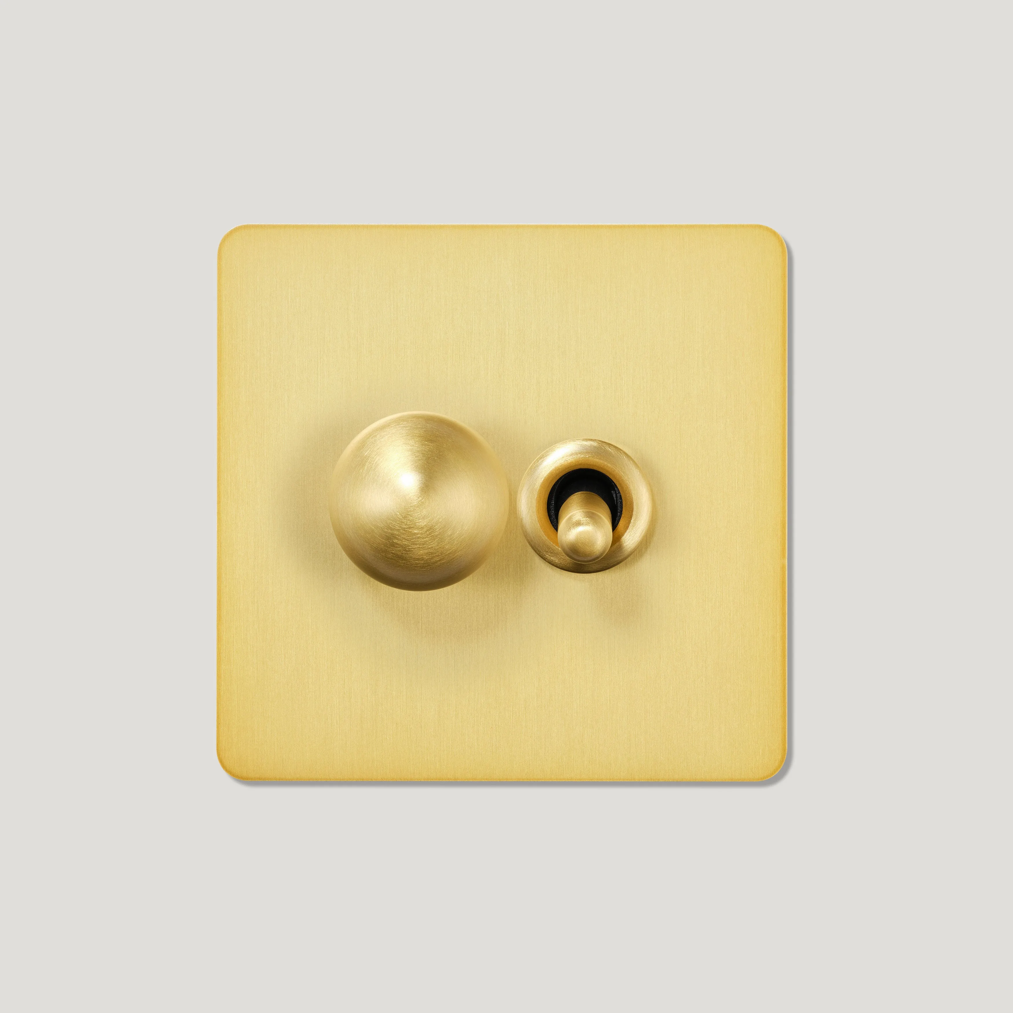 BOBBIN 2G Mixed Light Switch 1 Toggle / 1 Dimmer - Brass